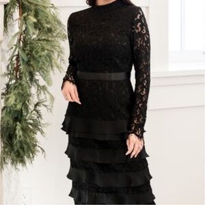Rachel Parcell Black Lace Midi Dress